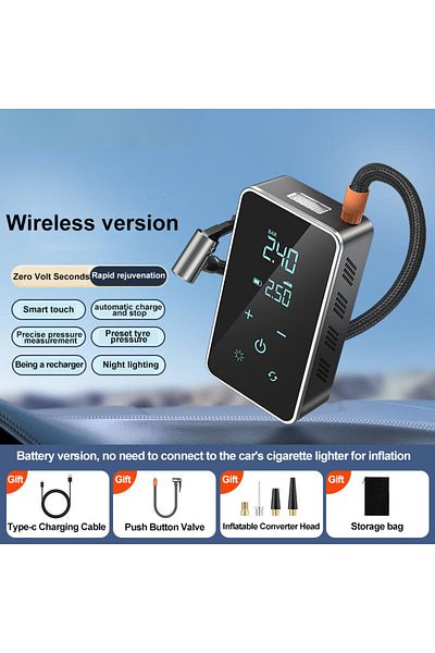 Choice Black Wireless Air Pump 150psi Touch Screen Portable Electric Tire Inflator For Car Bicycle Motorcyc