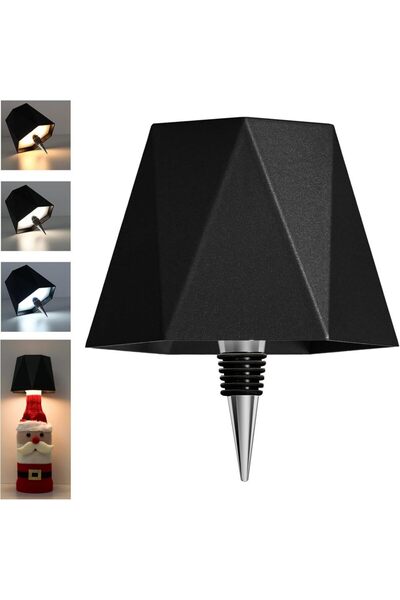 Choice مصباح طاولة لاسلكي أسود على شكل زجاجة مع تحكم باللمس بثلاثة ألوان وخاص...