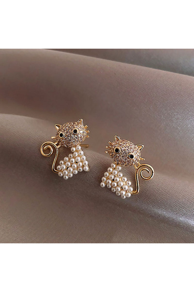 Choice ER21Y0016 أقراط أذن جديدة لطيفة على شكل حيوان للنساء، على شكل حصان وهريرة وبومة ولؤلؤ وأحجار الراين