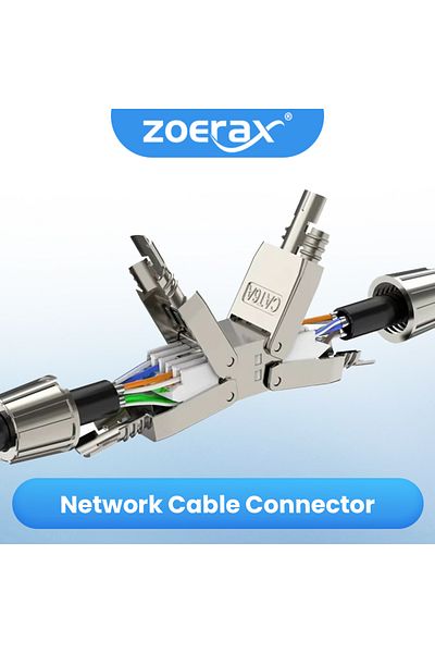 ZoeRax وصلة ZoeRaxTool-Free RJ45 من CAT6A، محمي، كابل إيثرنت موسع بدون أدوات PoE+ لـ Cat7/Cat6a/C