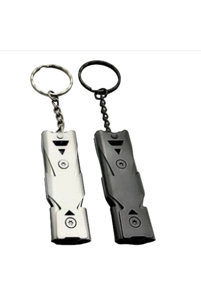 Choice black Double Tube Explosive Whistle Outdoor Distress Whistle Stainless Steel High-frequency Earthqua