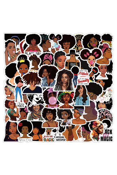 Choice 60Pcs Inspirational Black Girls Stickers For Snowboard Laptop Luggage Car Fridge DIY Styling Viny...