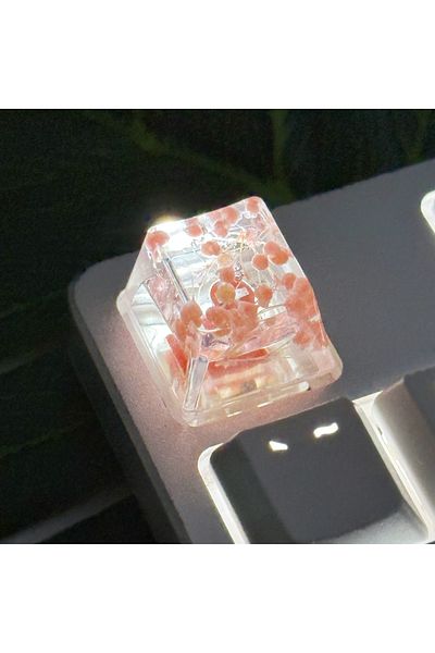 Choice Pink 1pc Gypsophila Dried Flower Keycaps for Cross-AxisMechanical Keyboards -Unique and Stylish Keyc