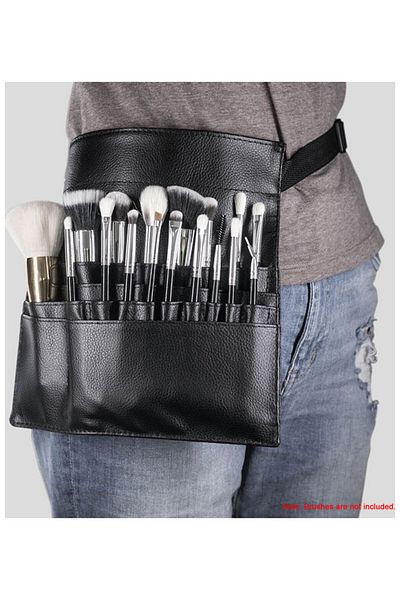 Generic Multi Pockets Make-Up Tool Waist Pouch with Adjustable Belt Black