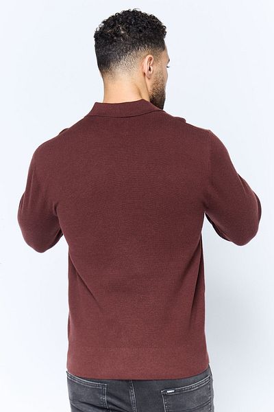 Dockers Men Regular Fit Solid Long Sleeves Polo Shirt, Dark Brown