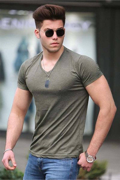 Madmext T-Shirt Khaki Basic 4054