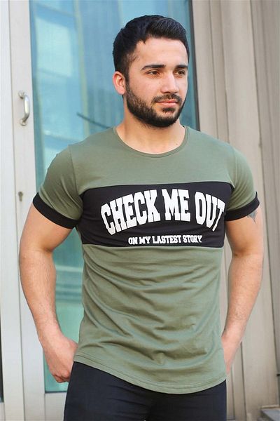 Madmext Εκτύπωση Αναλυτικό Χακί T-Shirt 3013