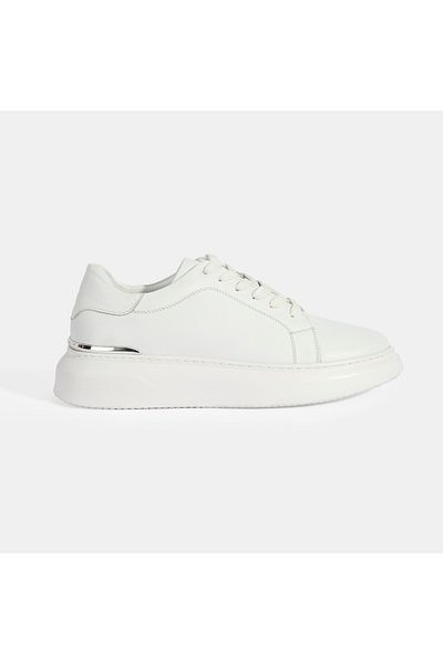 Desa Men's White Lace-Up Leather Casual Shoes