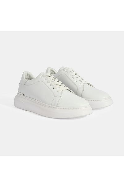 Desa Men's White Lace-Up Leather Casual Shoes