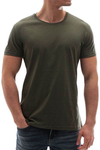 Madmext Tricou de bază cu gât crew kaki 3006