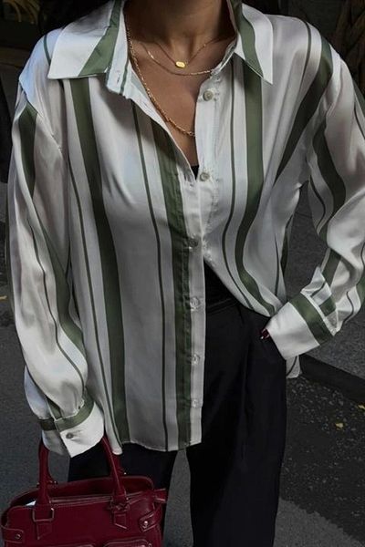 Butik Double Striped Satin Shirt 3416