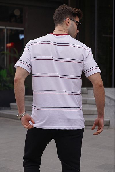 Madmext Ανδρικό μπλουζάκι 6063 με λευκό ριγέ, άνετη εφαρμογή