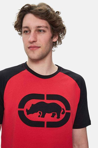 ECKO UNLTD Osvaldo Red Crew Neck Embroidered Standard Fit Men's Tshirt