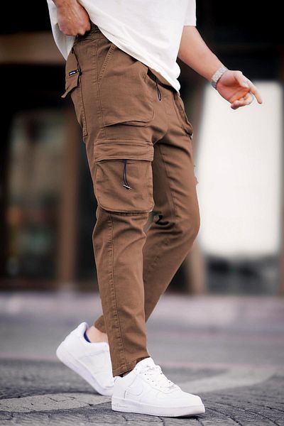 Madmext Pánské kalhoty Camel Cargo Pocket 6886