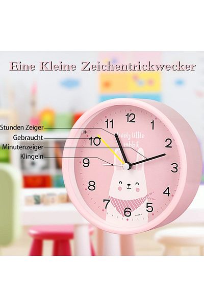 Augshy Children's Alarm Clock, Plastic, Pink, 12 X 12 X 4 Cm
