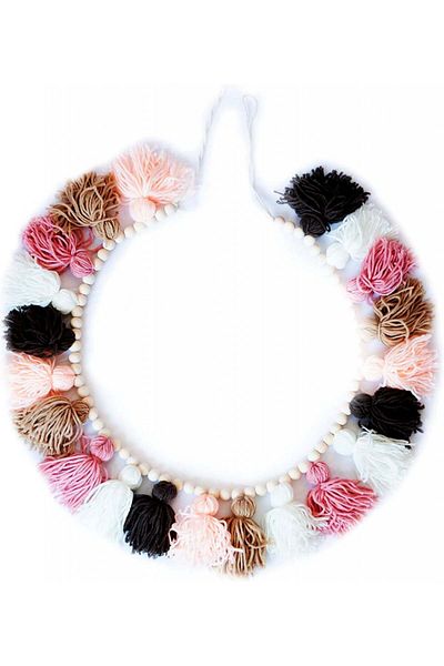Decocove Decorative Garland, Cotton/wood, Multicolor, 127 Cm