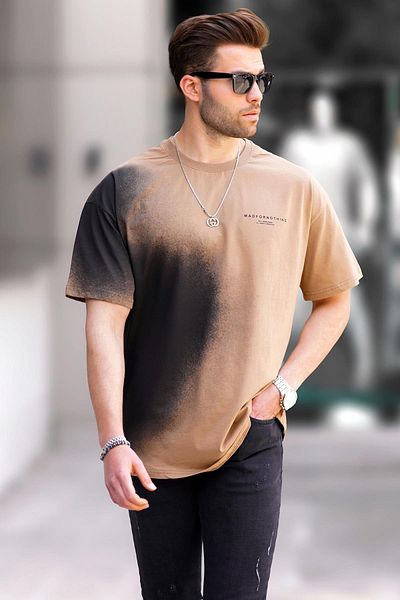 Madmext Ανδρικό μπλουζάκι Crew Neck Mink Printed 7028