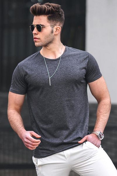 Madmext Ανδρικό T-Shirt Anthracite Basic 3047