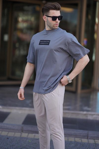 Madmext Ανδρικό μπλουζάκι Smoked Lying High Collar Oversize 7005
