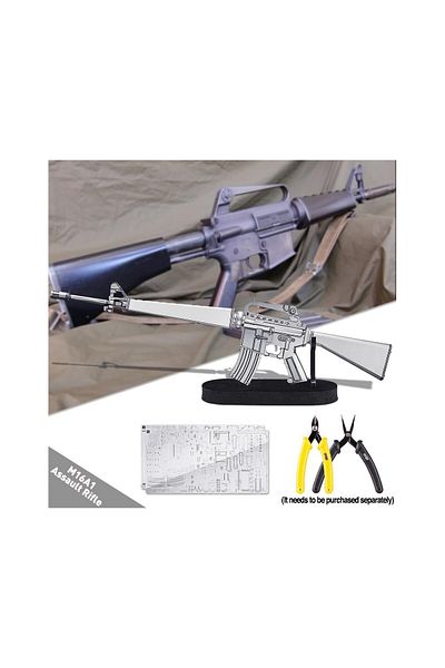 ROKR 3D Puzzle, M16A1 Assault Rifle, Piececool, Metal, 86 pieces