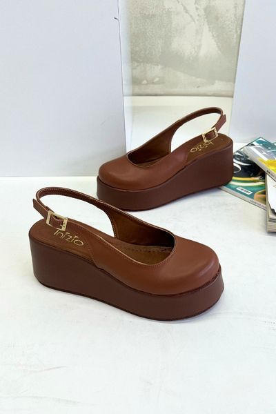 inizio Tan Skin Wedge Heel Women's Shoes V4214