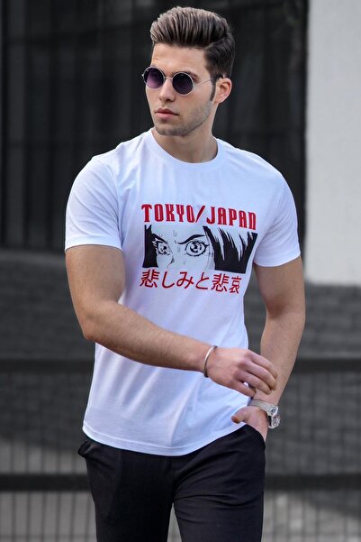 Madmext Ανδρικό λευκό μπλουζάκι 5224