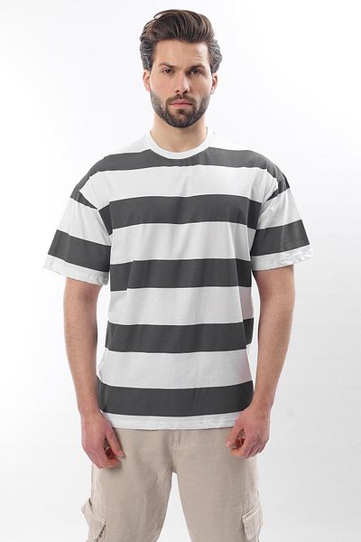 Madmext Oversize καπνιστό μπλουζάκι - Color Block, Crew Neck, κοντό μανίκι 7030