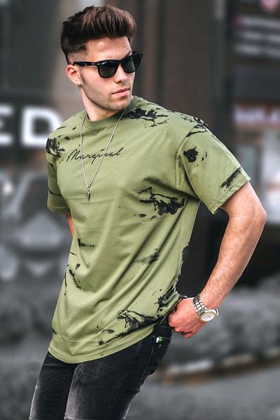 Madmext Tricou kaki Over Fit pentru bărbați 5207