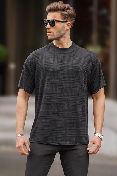 Madmext Μαύρο ανδρικό μπλουζάκι Oversize Crew Neck 6191