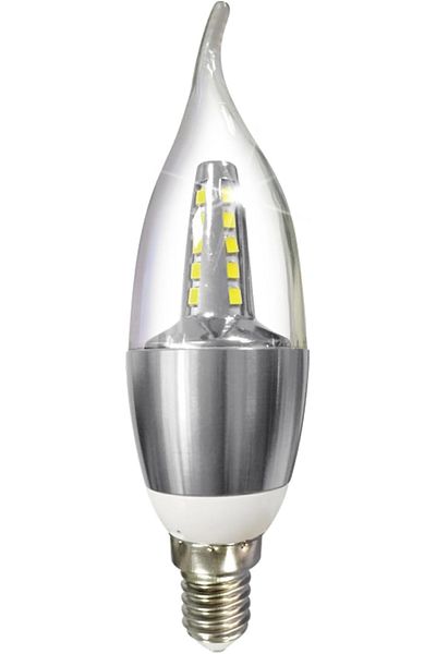 Generic مجموعة من 4 لمبات شموع LED من ماكس، 5 وات E14، 6500 كلفن أبيض بارد، طرف لهب شفاف، غير قابلة للتعتيم