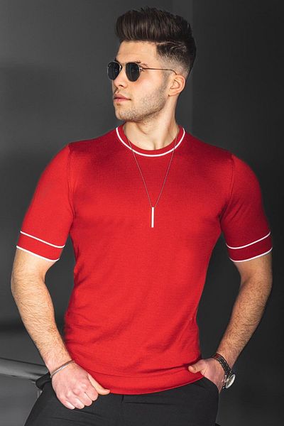 Madmext Men's Red Knitwear T-Shirt 5080