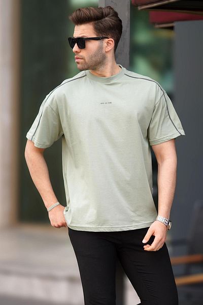 Madmext Πράσινο μπλουζάκι Oversize Crew Neck 7009