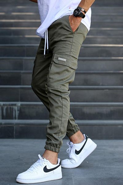 Madmext Mint Green Cargo Pocket Jogger Pants 5437