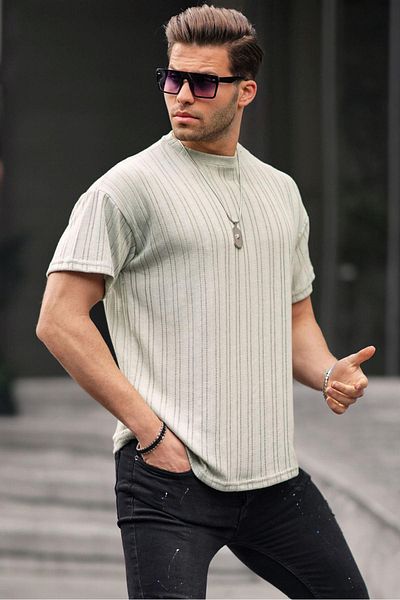 Madmext Ανδρικό T-shirt Mint Green Oversize Crew Neck 6179