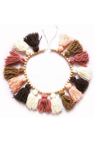 Decocove decorative garland, cotton/wood, multicolor, 109.2 cm