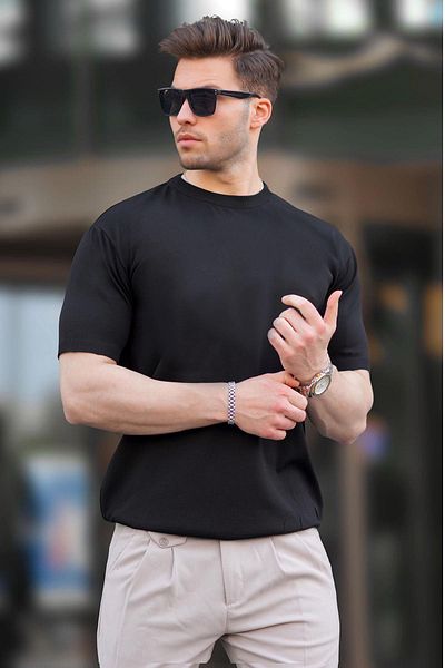 Madmext Ανδρικό μπλουζάκι Black Crew Neck Basic 6883