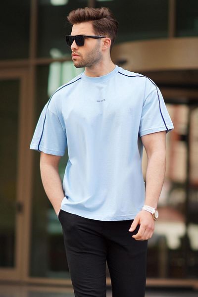 Madmext Μπλουζάκι Blue Oversize Crew Neck 7009