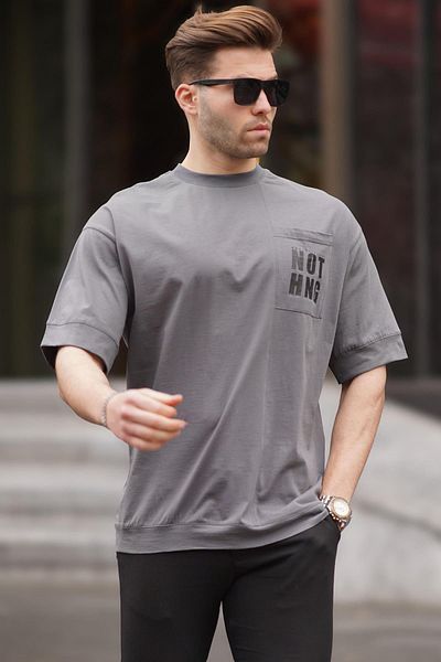 Madmext Smoked Pocket Detailed Oversize T-Shirt 7008