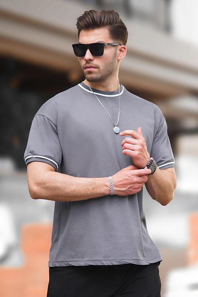 Madmext Smoke Color - T-Shirt με λαιμόκοψη και μανίκια 7024