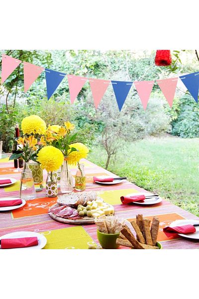 G2plus Set of 3 G2PLUS pennant garlands, cardboard, pink/blue, 4 m
