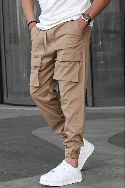 Madmext Ανδρικό παντελόνι Jogger Pocket Camel Cargo 6812
