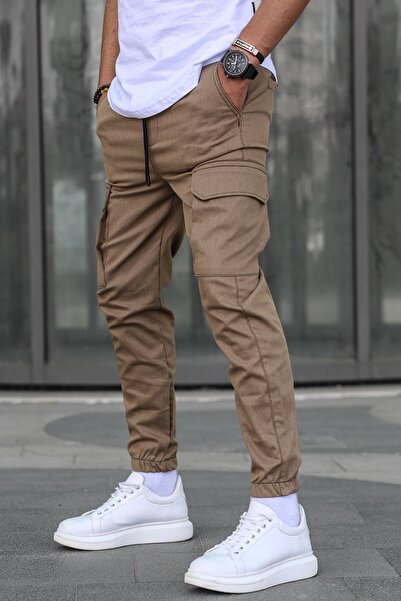 Madmext Brown Cargo Pocket Men's Jogger Pants 5463
