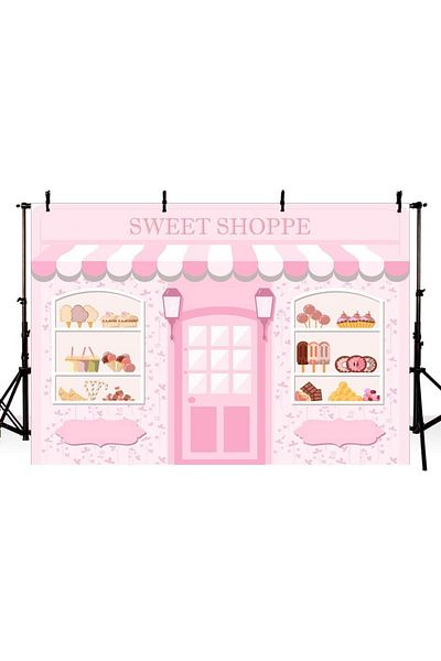 Aibiin photo backdrop, Sweet Shoppe model, polyester, multicolor, 210 x 150 cm