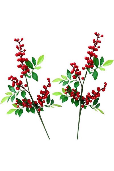 Hpamba Set of 2 artificial plants Hpamba, metal/plastic, green/red, 17 cm