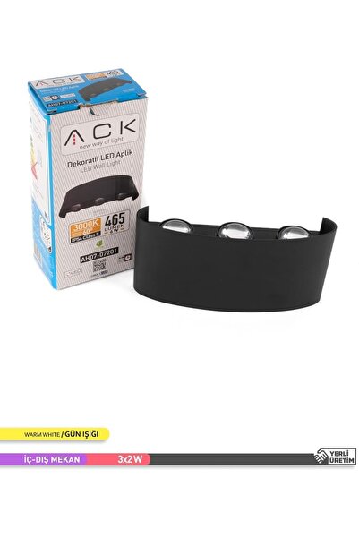 ACK 6W Çift Yönlü LED Duvar Aplik Siyah Gövde Gunışığı Işık AH07-07201
