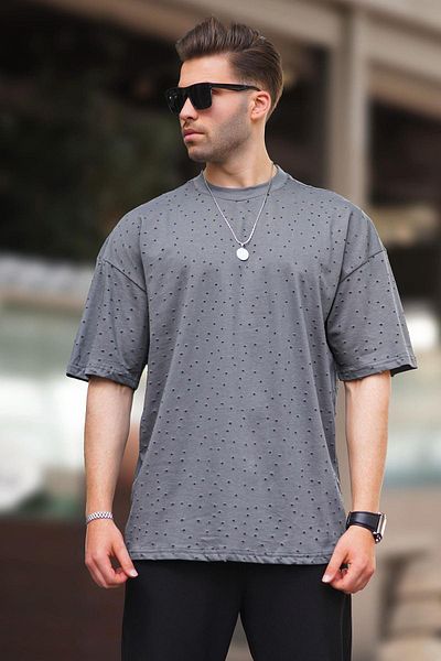 Madmext Μπλουζάκι από καπνιστό βαμβάκι Oversize Ripped 7032