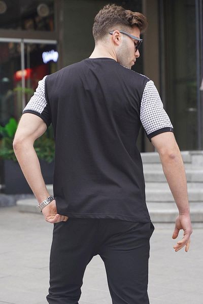 Madmext Μαύρο ανδρικό T-shirt με σχέδιο Houndstooth 6103