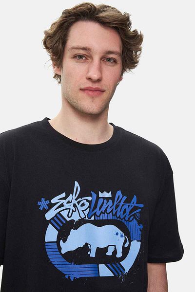 ECKO UNLTD Rhett Black Crew Neck Printed Oversize Men's Tshirt