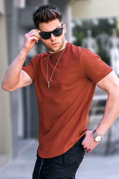 Madmext Πλακάκι Waffle Fabric T-Shirt Basic 5883
