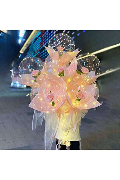 Flippy Rose in LED Balloon with Lights, Flippy, Bouquet Type, Diameter 35 cm, Pink